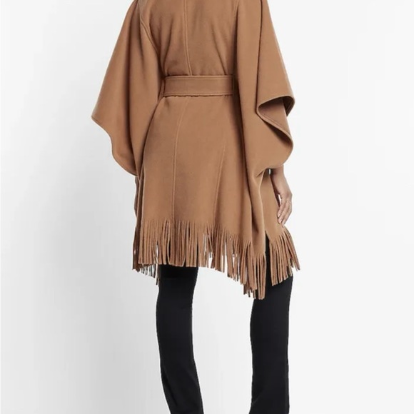 Express Fringe Belted Poncho Coat Butterscotch Camel Women Size M/L $248 - Picture 4 of 11